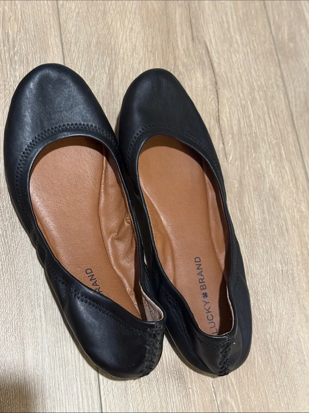 Lucky Brand Black Leather Slip-On Ballet Flats